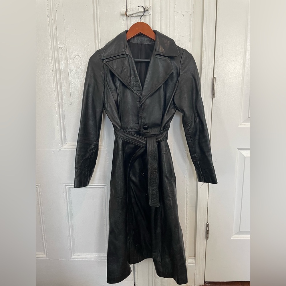 Black Leather Trench Coat